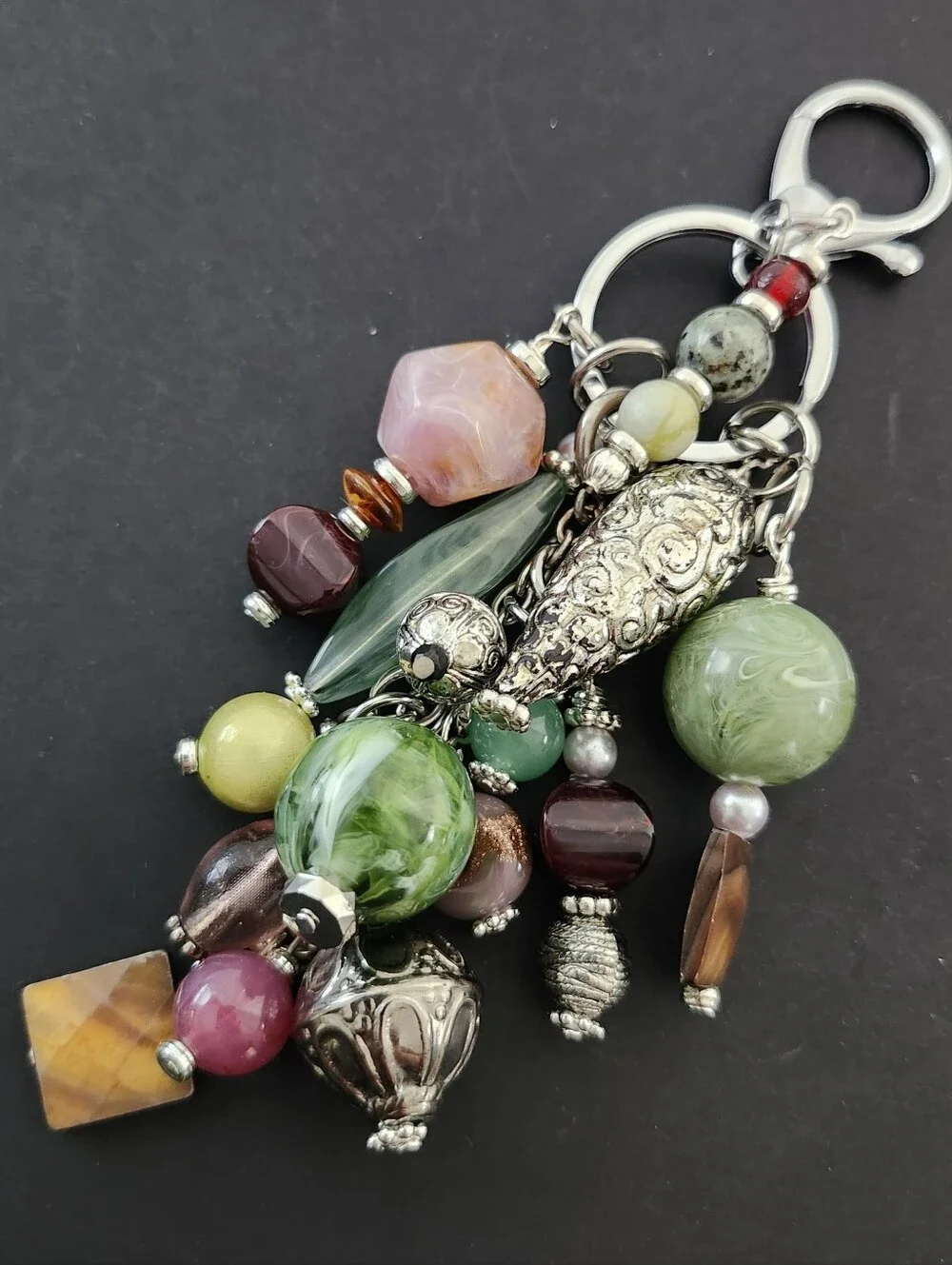Upcycled MICHE Purse or Bag Charm Mixture of Stone Metal Lucite Handcrafted